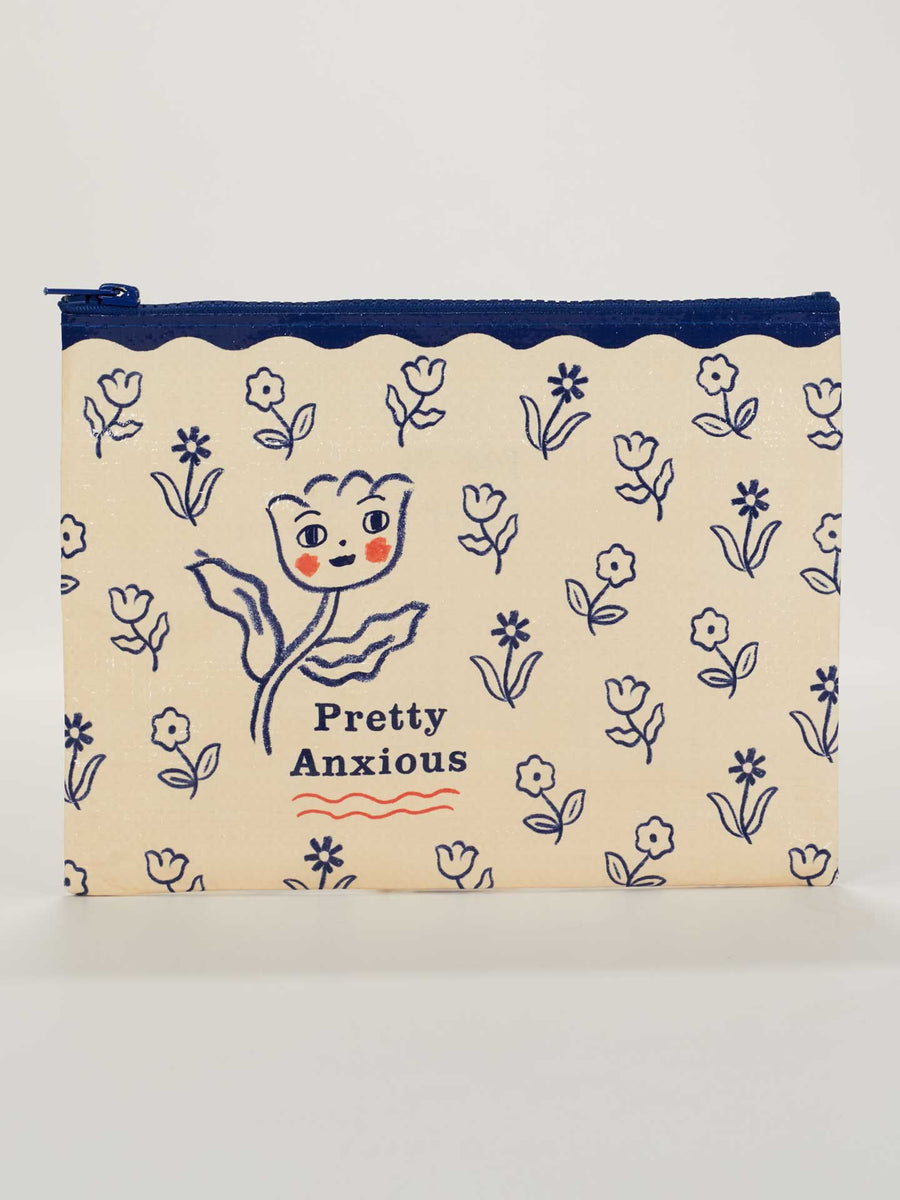 Pretty Anxious Zipper Pouch – Blue Q