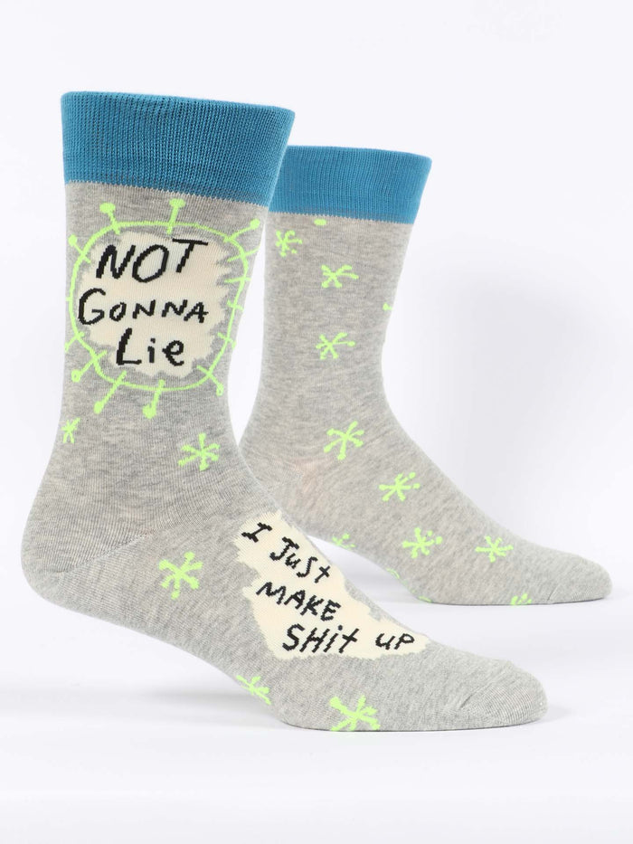 blue q Not Gonna Lie I Just Make Shit Up M-Crew Socks