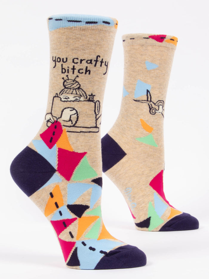 blue q You Crafty Bitch W-Crew Socks