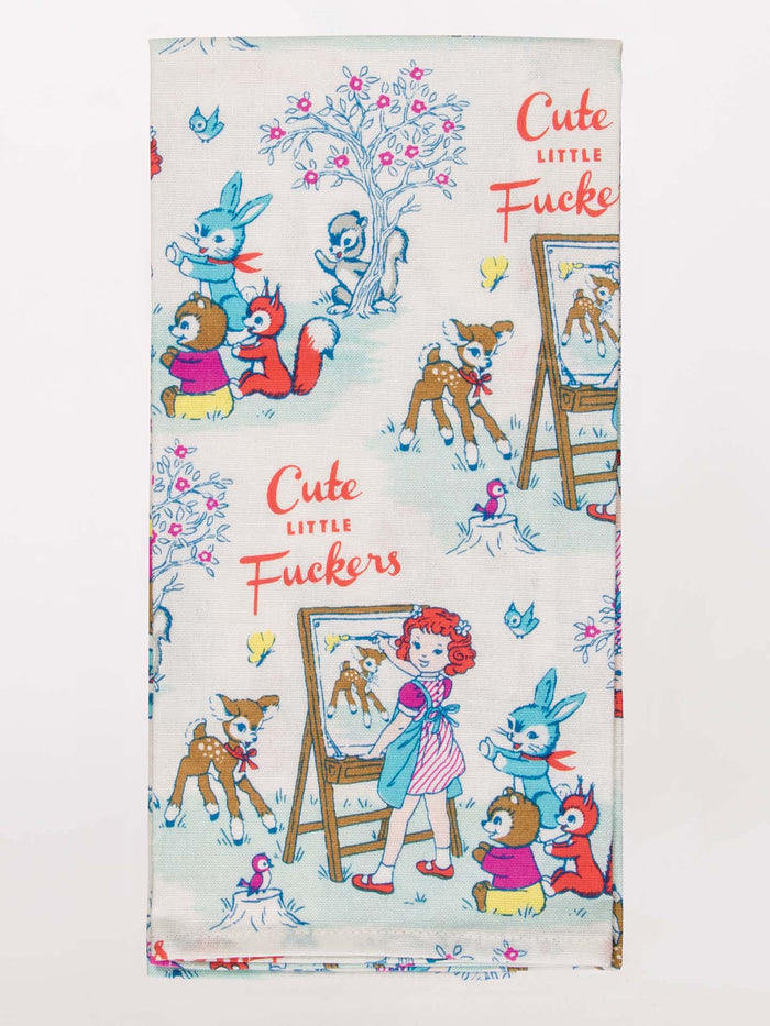blue q Cute Little Fuckers Dish Towel