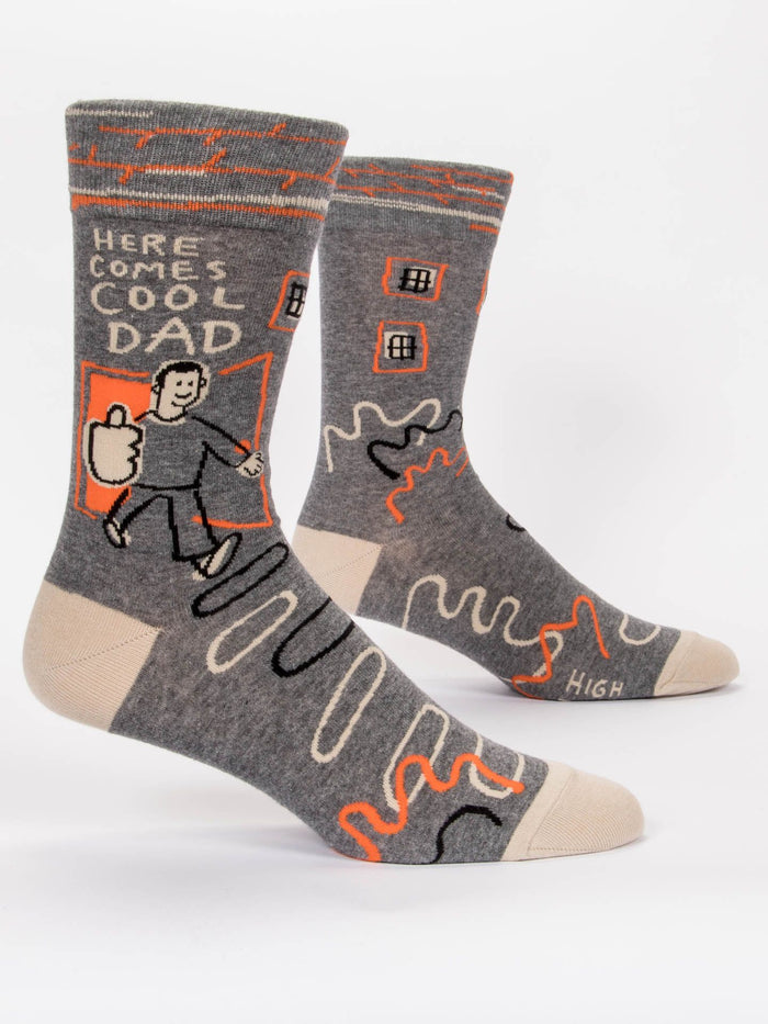 blue q Here Comes Cool Dad M-Crew Socks