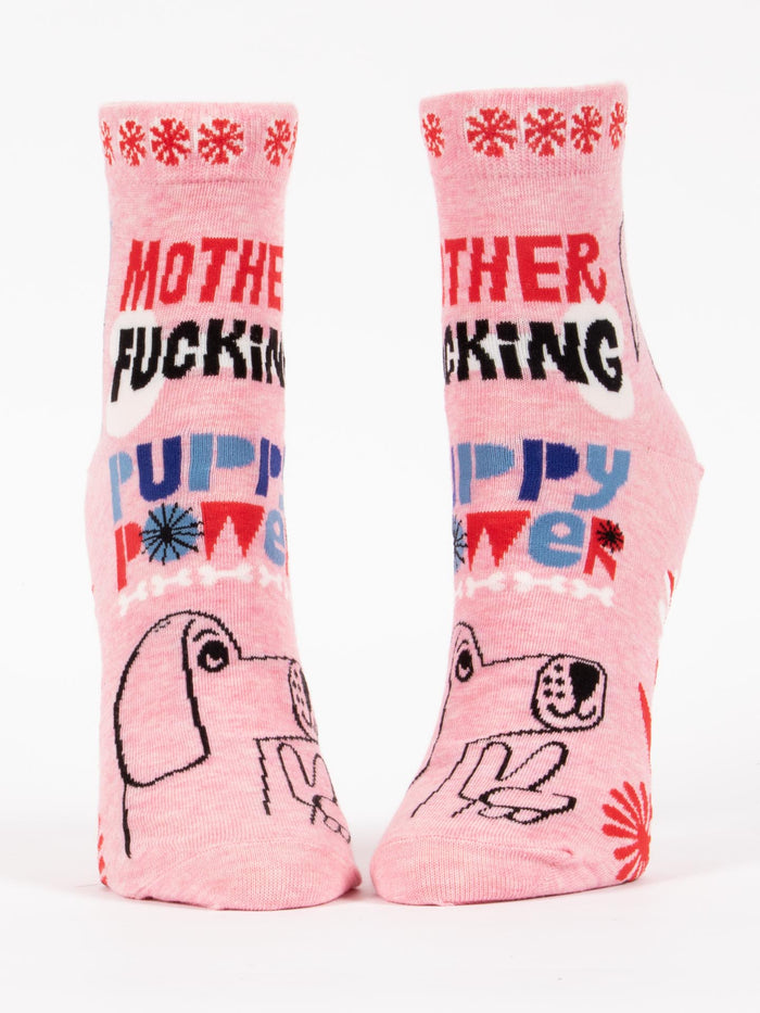 blue q Mother Fucking Puppy Power W-Ankle Socks