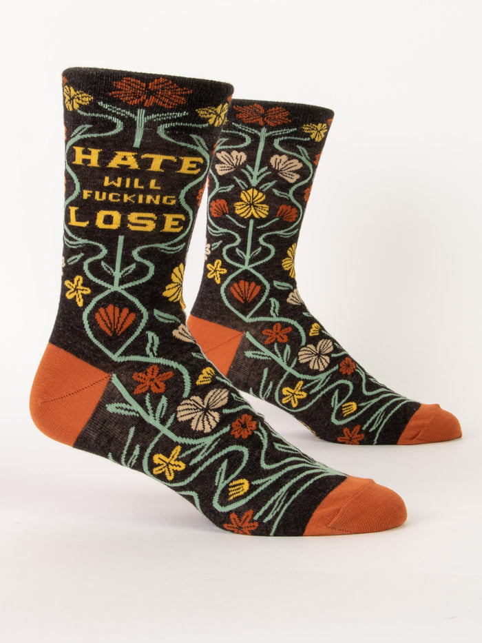 blue q Hate Will Fucking Lose M-Crew Socks