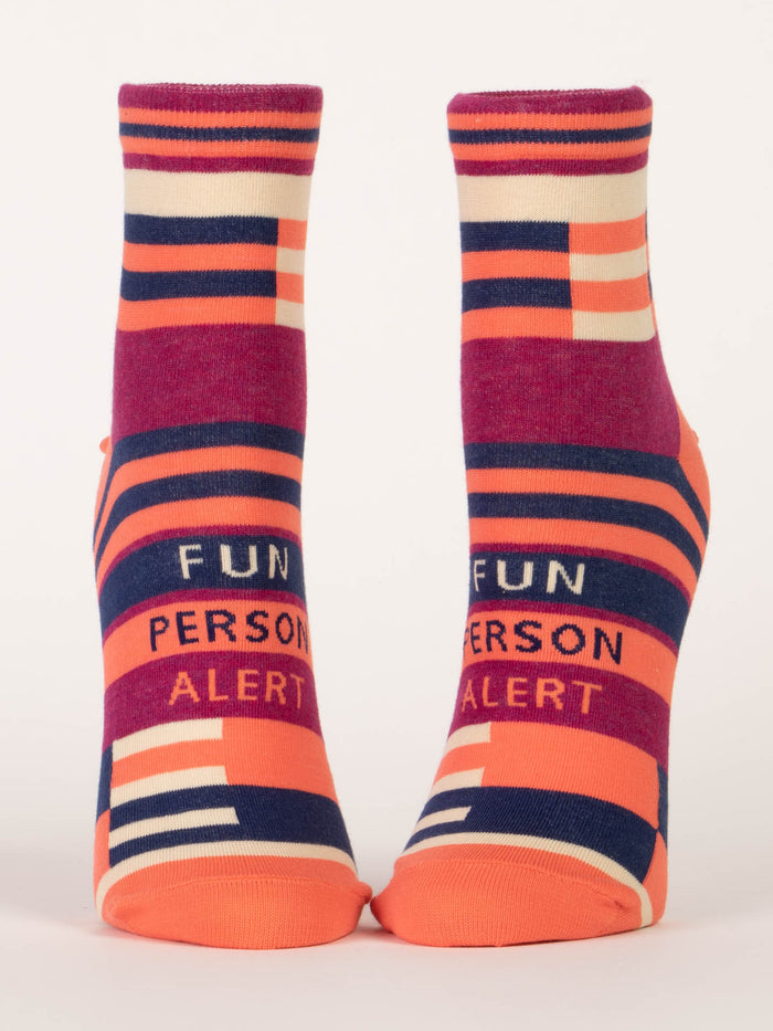 blue q Fun Person Alert W-Ankle Socks