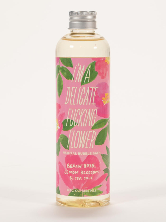 blue q I'm a Delicate Fucking Flower Natural Bubble Bath - Beach Rose Lemon Blossom & Sea Salt