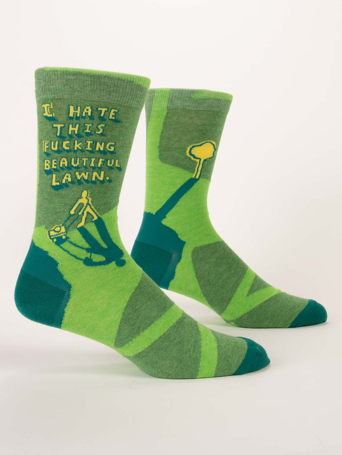 blue q I Hate This Fucking Beautiful Lawn M-Crew Socks