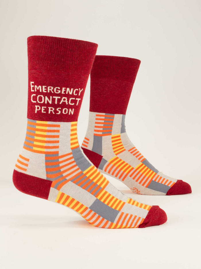 blue q Emergency Contact Person M-Crew Socks