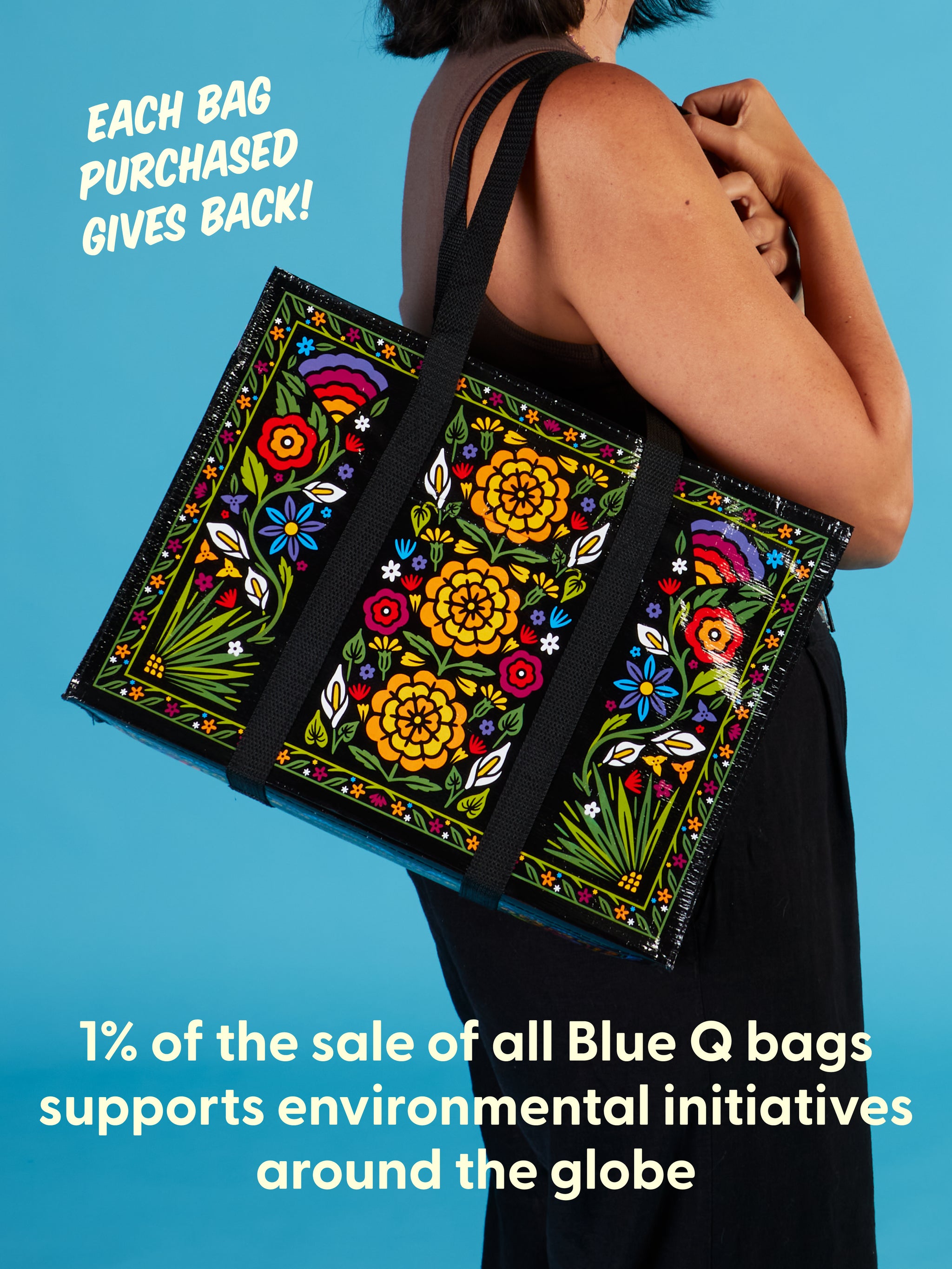 Flower Fest Shoulder Tote – Blue Q
