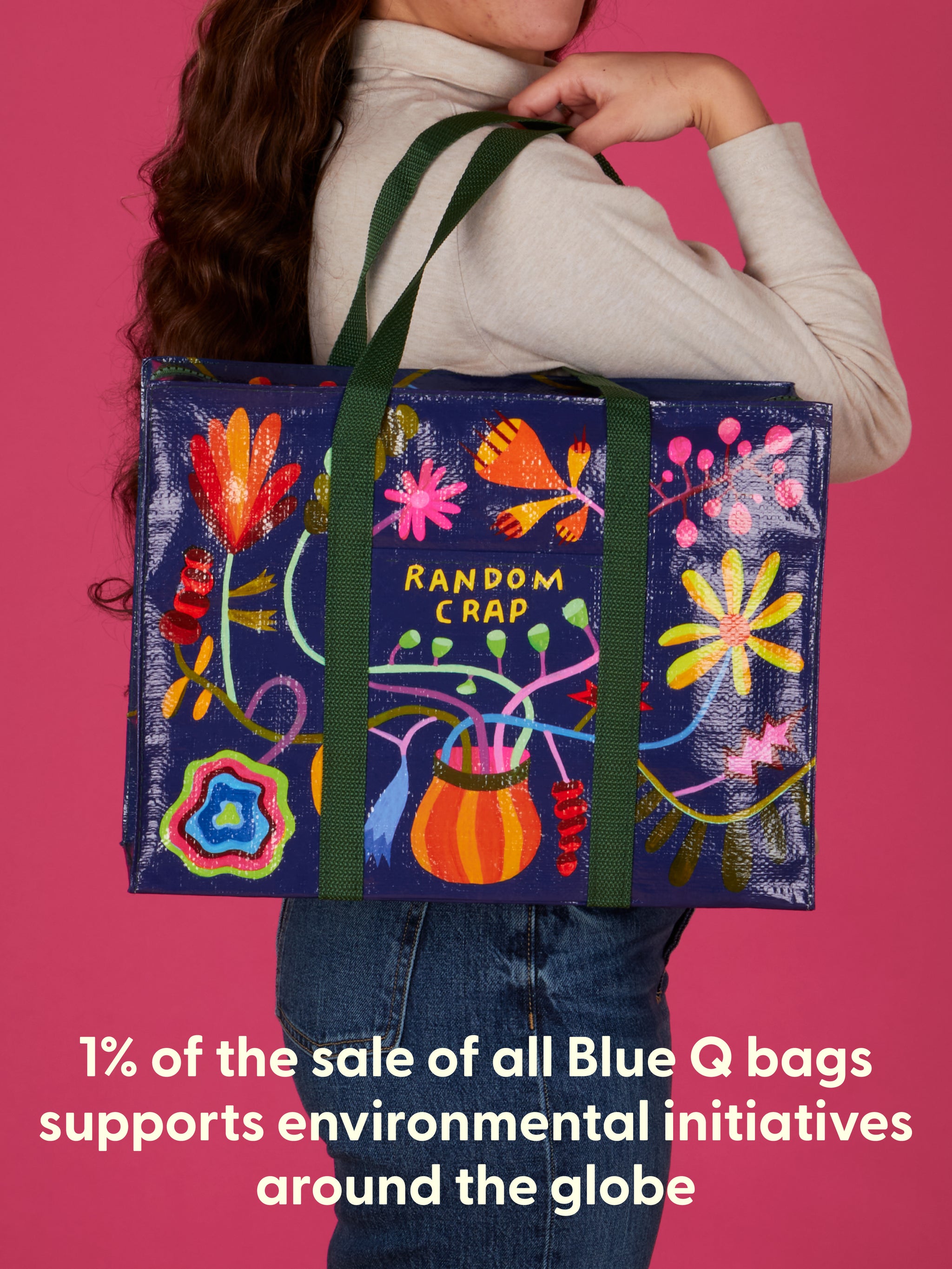 Random Crap Shoulder Tote – Blue Q