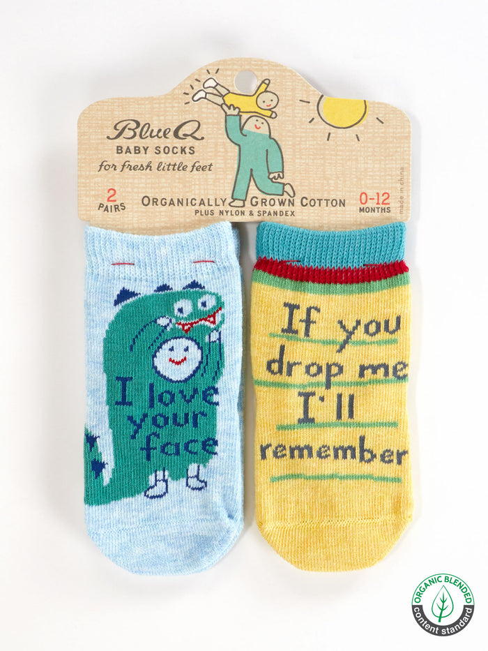 blue q I Love Your Face/ If You Drop Me I'll Remember Baby Socks