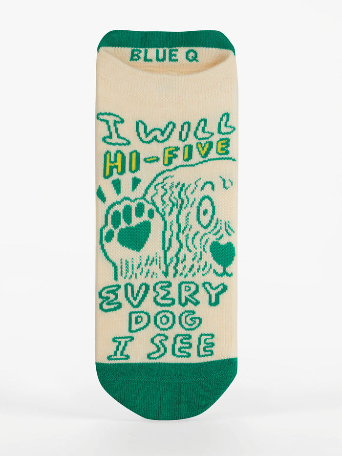 blue q I Will Hi-Five Every Dog I See Sneaker Socks