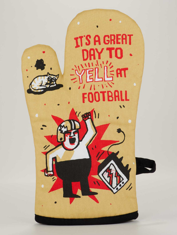 blue q It's A Great Day To Yell At Football Oven Mitt